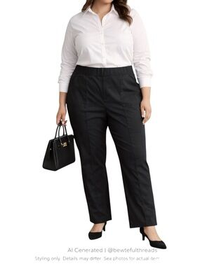 Minimalist Office Core Black Pull-On Pants Straight Leg 2X 3X